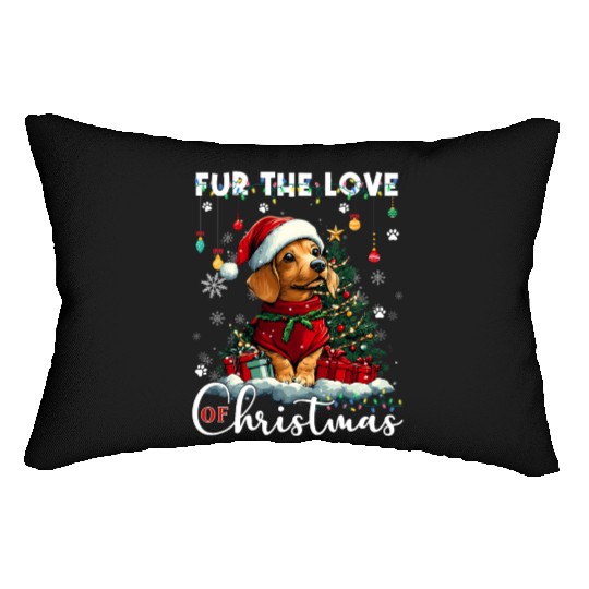 Dachshund Christmas Tree Lights Decorations Dog Lumbar Pillows