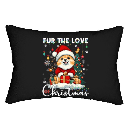 Pomeranian Christmas Tree Decorations Dog Lover Lumbar Pillows