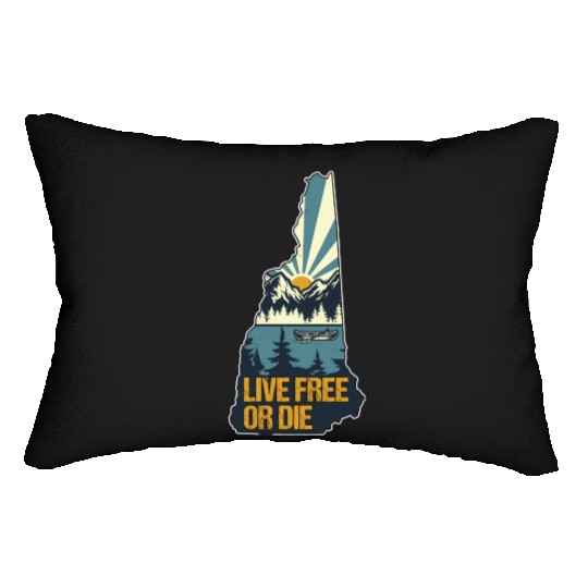 Live Free or Die Retro New Hampshire Nature Lumbar Pillows