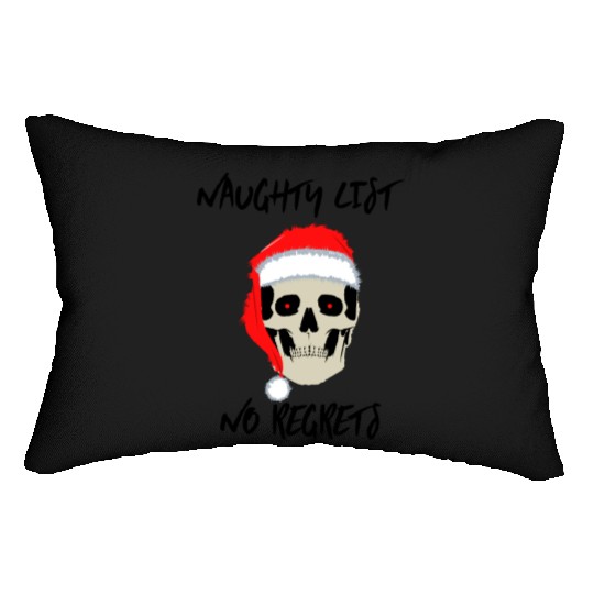 Naughty List No Regrets Santa Skull Lumbar Pillows