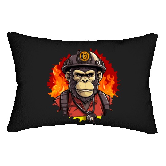 Firefighter monkeys Lumbar Pillows