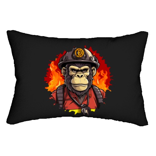 Firefighter monkeys Lumbar Pillows