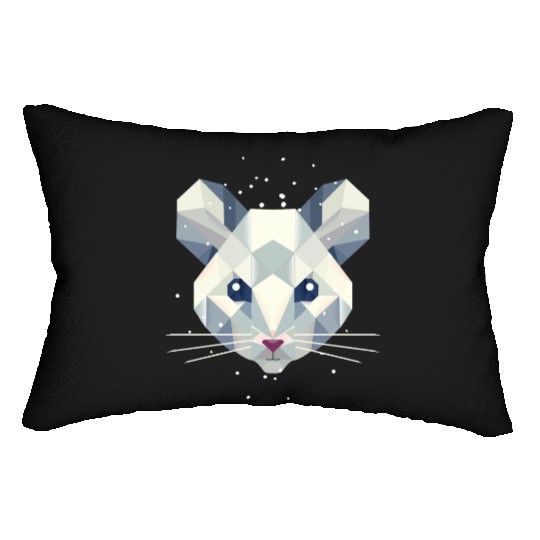 Geometric Snow Mouse – Winter Animal Portrait Lumbar Pillows