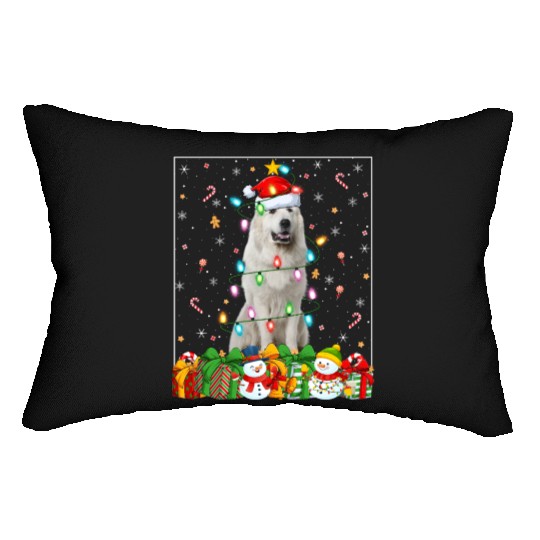 Great Pyrenees Dog Christmas Lights Lumbar Pillows