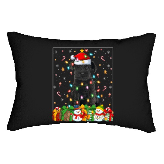 Miniature Schnauzer Dog Christmas Lights Lumbar Pillows