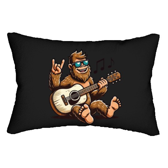 Funny Bigfoot Sasquatch Singing Guitar Playing Lumbar Pillows