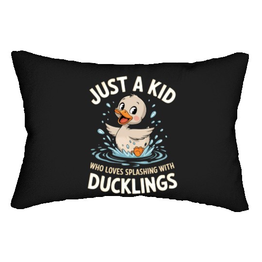 Just a Kid Who Loves Splashing with Ducklings Lumbar Pillows