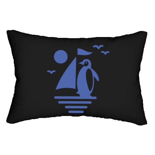 Penguin Sailboat Silhouette Minimalist Lumbar Pillows