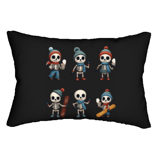 Kawaii Skeleton Winter Collection | Cute Merch Lumbar Pillows