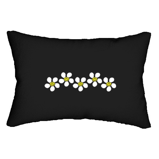 White Daisies Flowers Spring Summer Faces Funny Lumbar Pillows