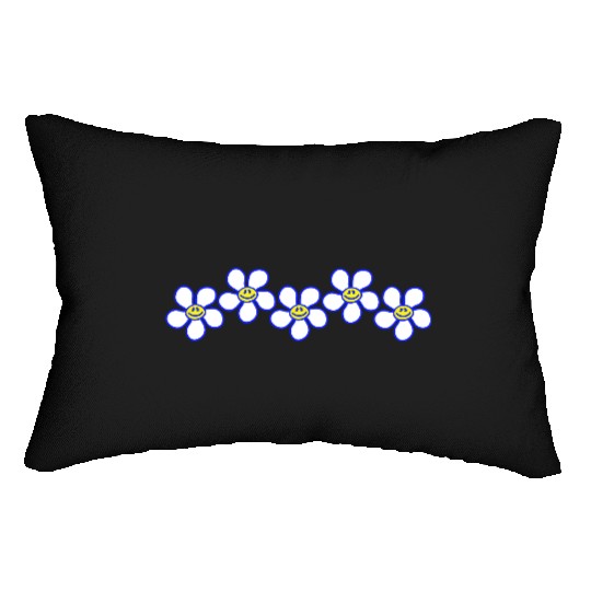 White Daisies Flowers Spring Summer Faces Funny Lumbar Pillows