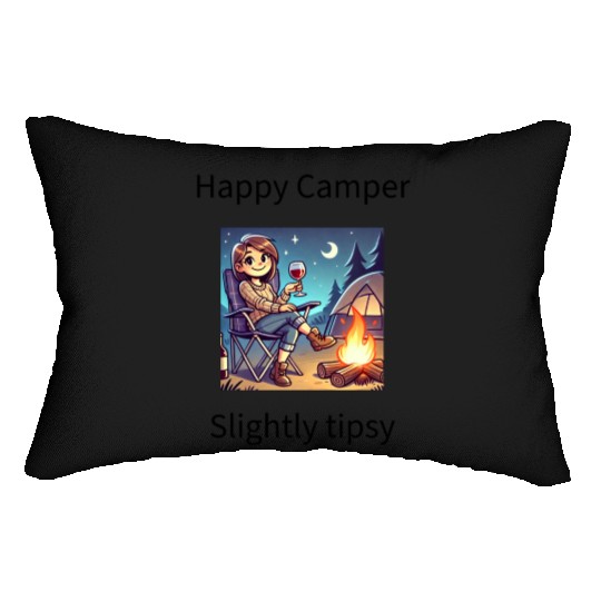 Happy camper slightly tipsy design Lumbar Pillows