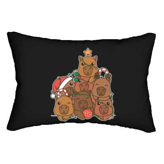 Capybara Christmas Tree Funny Animal Christmas Lumbar Pillows
