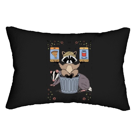 Raccoon and Badge Tarot Card Inspired Humor Lumbar Pillows