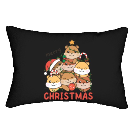 Hamster Christmas Tree Merry Christmas Lumbar Pillows