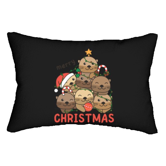 Otter Christmas Tree Merry Christmas Lumbar Pillows