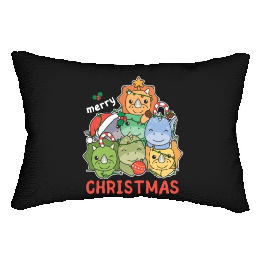 Dinosaur Christmas Tree Merry Christmas Lumbar Pillows