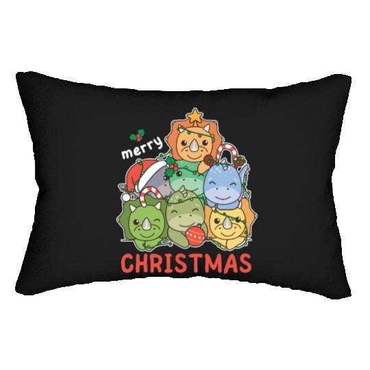 Dinosaur Christmas Tree Merry Christmas Lumbar Pillows