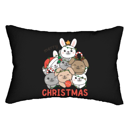Bunny Christmas Tree Merry Christmas Lumbar Pillows