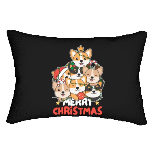 Corgi Christmas Tree Merry Christmas Lumbar Pillows
