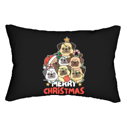 Pug Christmas Tree Merry Christmas Lumbar Pillows