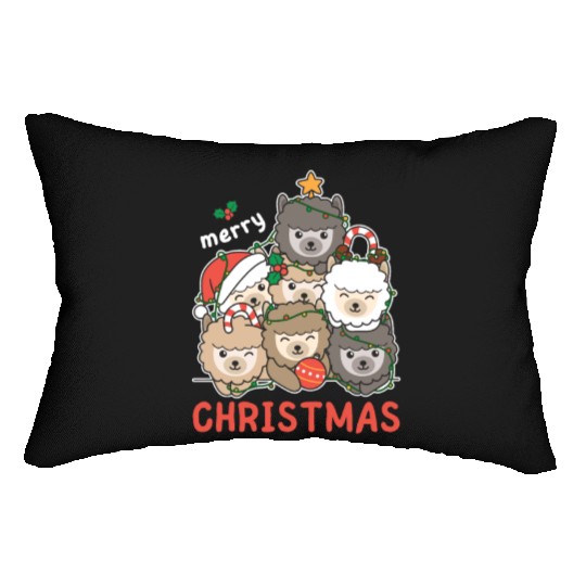 Alpaca Christmas Tree Merry Christmas Lumbar Pillows