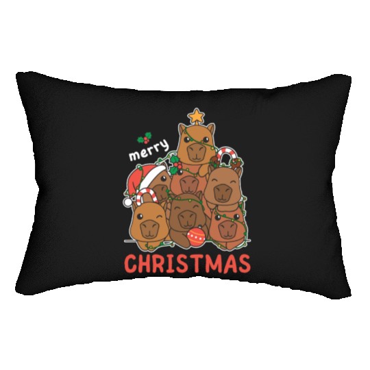 Capybara Christmas Tree Merry Christmas Lumbar Pillows