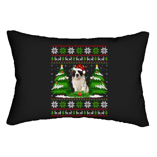 Saint Bernard Dog Christmas Tree Lights Lumbar Pillows