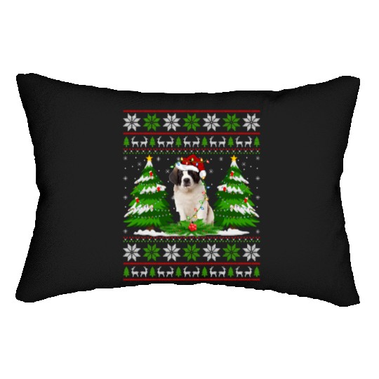 Saint Bernard Dog Christmas Tree Lights Lumbar Pillows