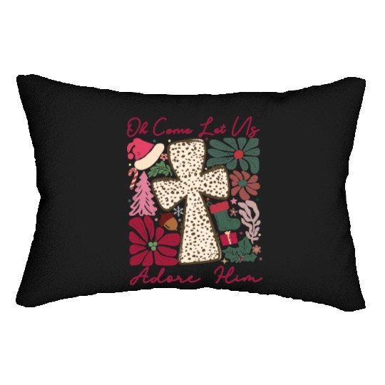 Oh Come Let Us Adore Him Funny Chrismas Jesus Lumbar Pillows