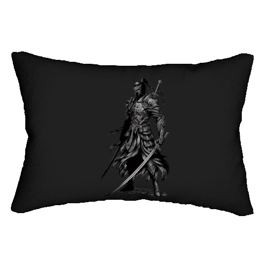 Black Warrior Sketch Power Fantasy Art 1 Lumbar Pillows