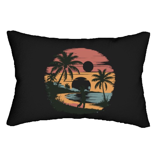 Coastal Golf Silhouette | Seaside Sun and Sports Lumbar Pillows