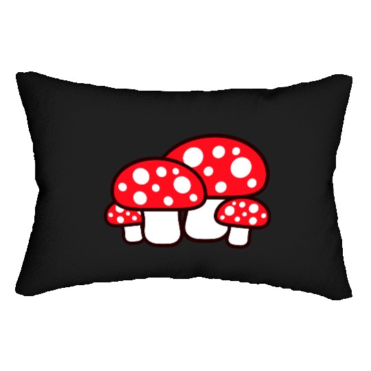 Many Mushrooms Red Dots Pattern Fly Agaric Fungus Lumbar Pillows