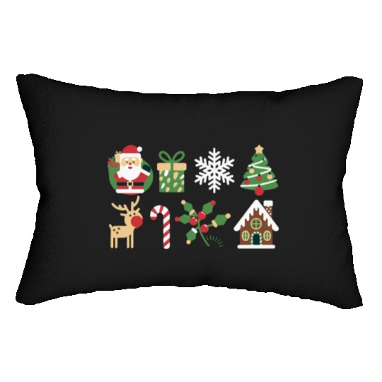 Christmas Icons Santa Tree Reindeer Festive Family Lumbar Pillows