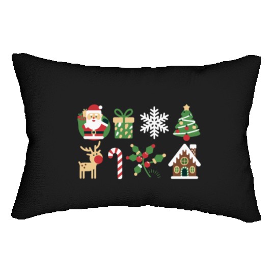 Christmas Icons Santa Tree Reindeer Festive Family Lumbar Pillows