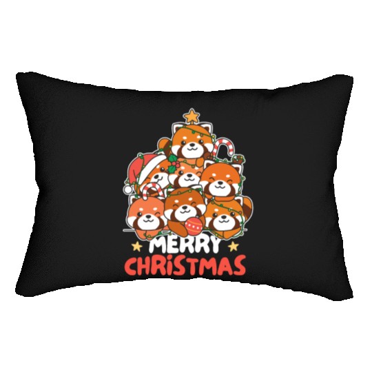 Red Panda Christmas Tree Merry Christmas Lumbar Pillows