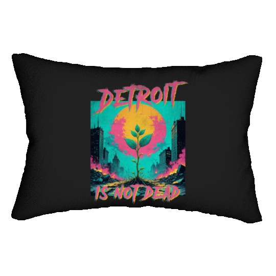 Detroit is not dead vintage retro punk Lumbar Pillows