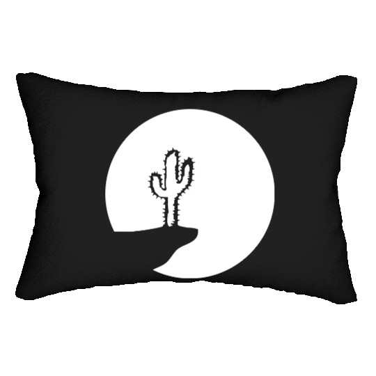 Cactus Moon Evening Mountain Cliff Night Round Sun Lumbar Pillows