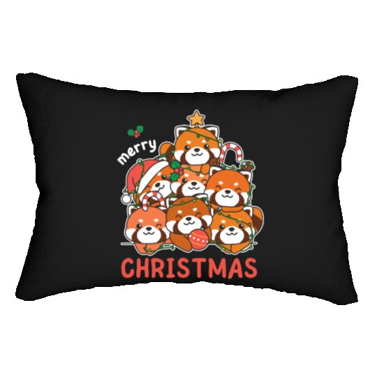 Red Panda Christmas Tree Merry Christmas Lumbar Pillows