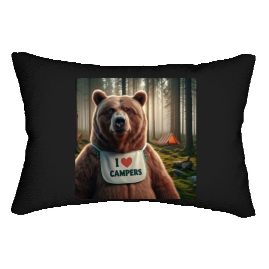 I love campers Grizzly bear with bib Lumbar Pillows