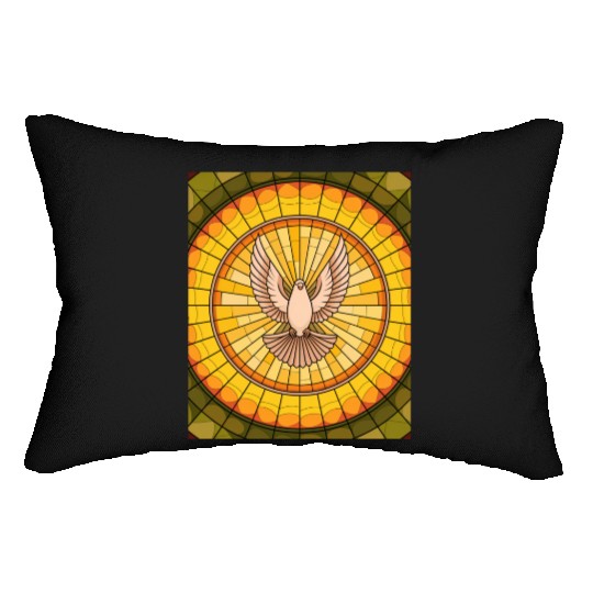 Stained Glass Dove in Flight - Peace & Spiritualit Lumbar Pillows