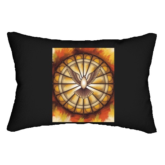 Stained Glass Dove in Flight - Peace & Spiritualit Lumbar Pillows