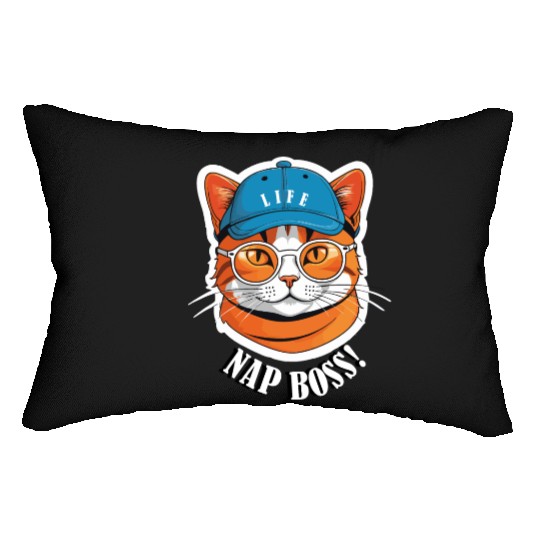 Cat Nap Boss with Cap and Sunglasses Lumbar Pillows