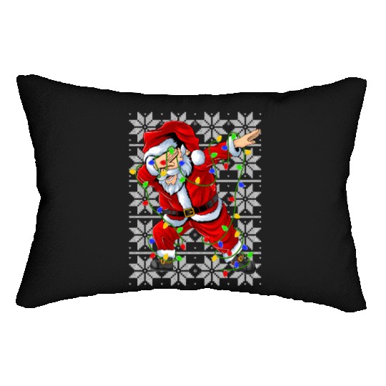 Dabbing Santa Christmas Lights Lumbar Pillows