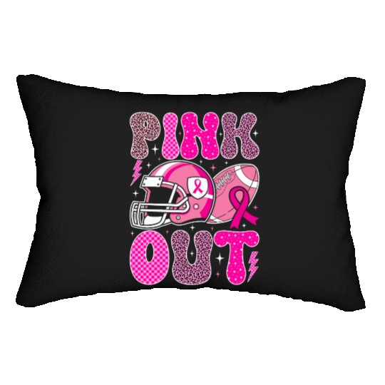 Pink Out Breast Cancer Football Mom Girls Women Lumbar Pillows