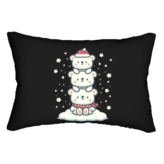 Polar Bear Christmas Tree Funny Animal Xmas Lumbar Pillows