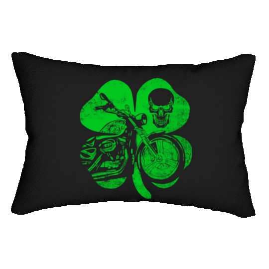 Motorcycle St Patricks Day Biker Skull Lumbar Pillows