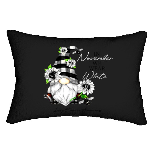 In November We Wear White for Lung Cancer Gnome Lumbar Pillows