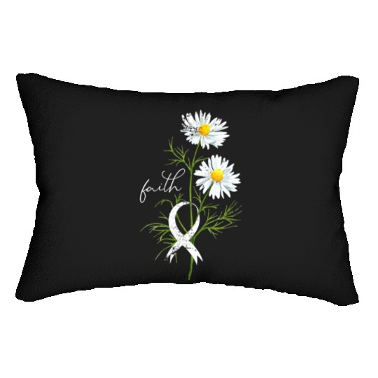 Lung Cancer Month Fight Support White Ribbon Lumbar Pillows