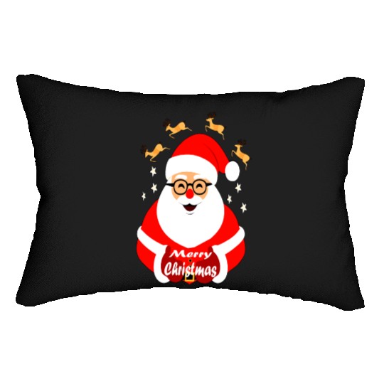 Jolly Santa Claus with Reindeer - Merry Christmas Lumbar Pillows